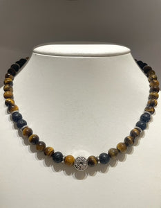 ebedi - tiger eye and lava beads necklace