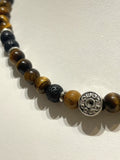 ebedi - tiger eye and lava beads necklace